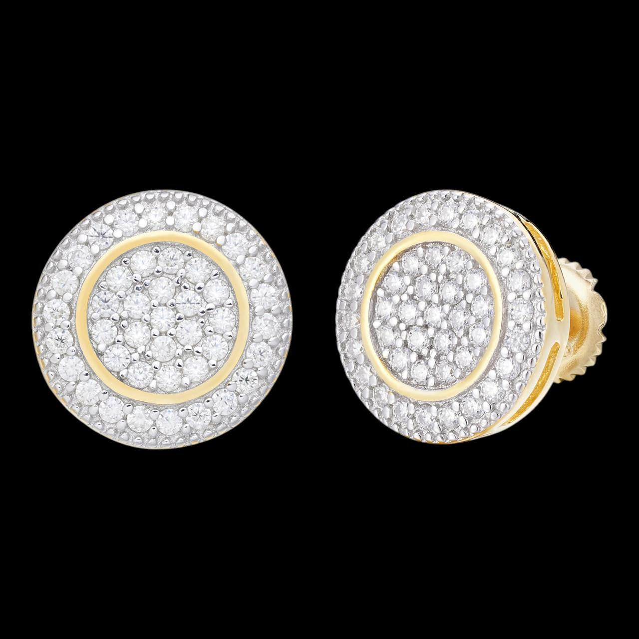 HarlemBling 0.8ct Real DIAMOND Round Classic Iced Out Earrings - 14k Yellow Gold - 11mm