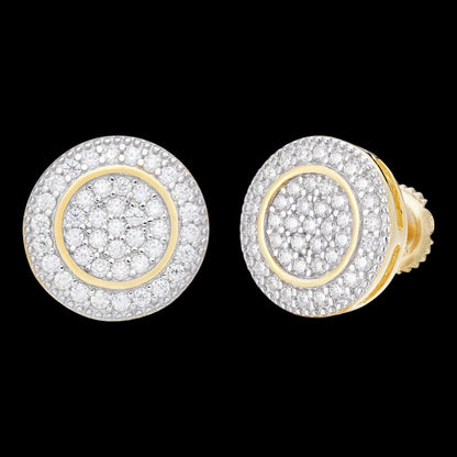 HarlemBling 0.8ct Real DIAMOND Round Classic Iced Out Earrings - 14k Yellow Gold - 11mm