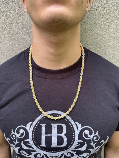 HarlemBling #1 Bestseller Rope Chain Necklace - 14k Gold Vermeil 925 Sterling Silver - 18"-30" - 6mm