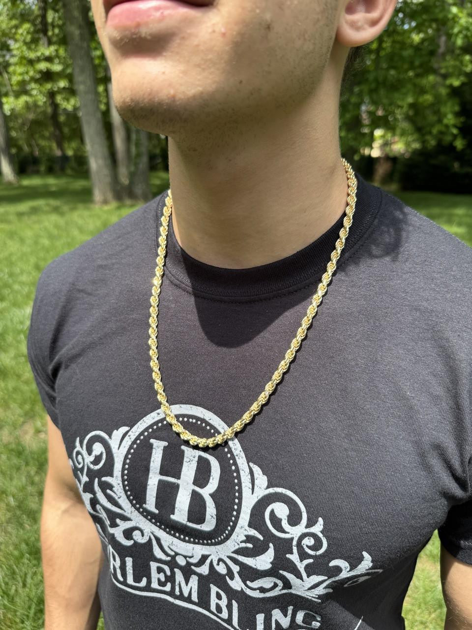 HarlemBling #1 Bestseller Rope Chain Necklace - 14k Gold Vermeil 925 Sterling Silver - 18"-30" - 6mm