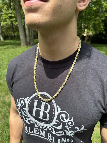 HarlemBling #1 Bestseller Rope Chain Necklace - 14k Gold Vermeil 925 Sterling Silver - 18"-30" - 6mm