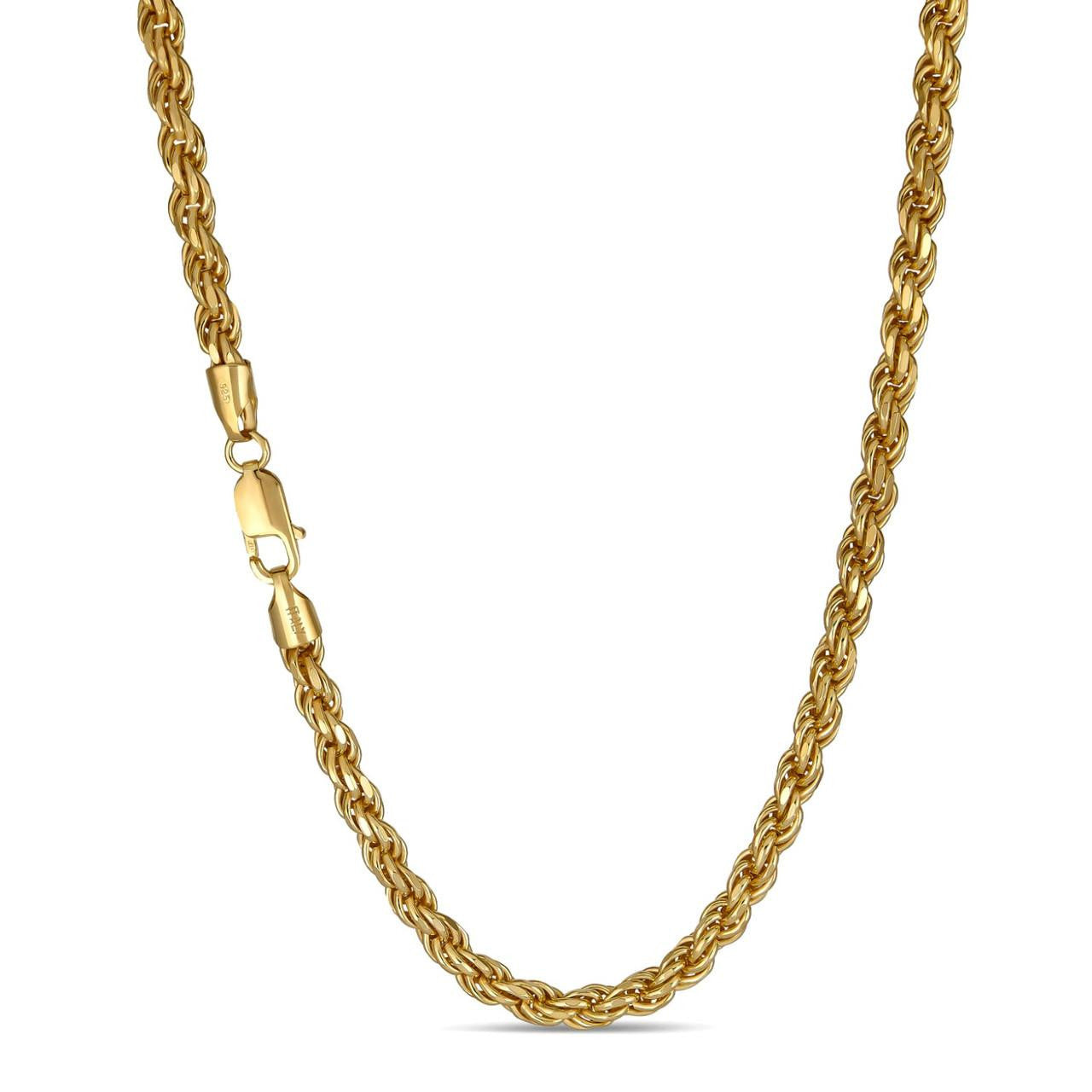 HarlemBling #1 Bestseller Rope Chain Necklace - 14k Gold Vermeil 925 Sterling Silver - 18"-30" - 6mm