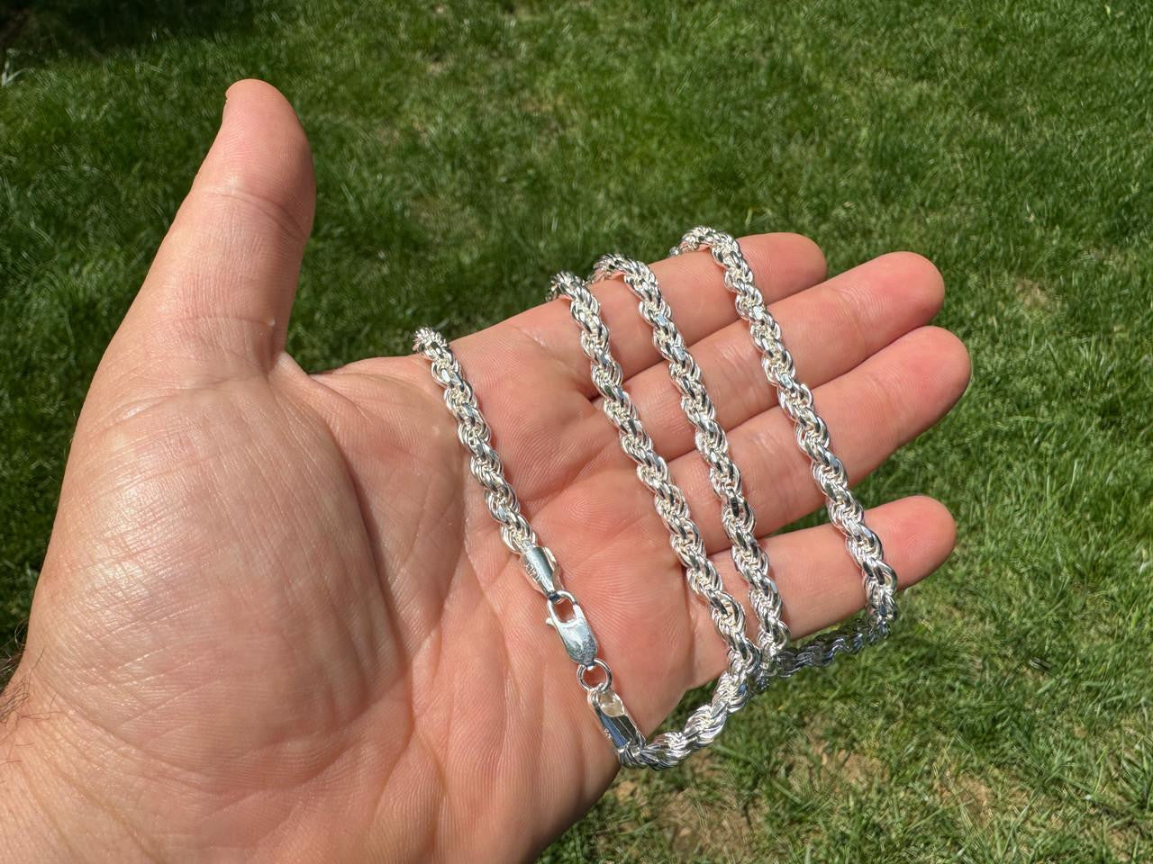 HarlemBling #1 Bestseller Rope Chain Necklace - 925 Sterling Silver - 18"-30" - 6mm