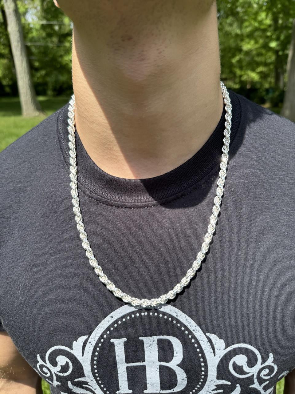 HarlemBling #1 Bestseller Rope Chain Necklace - 925 Sterling Silver - 18"-30" - 6mm