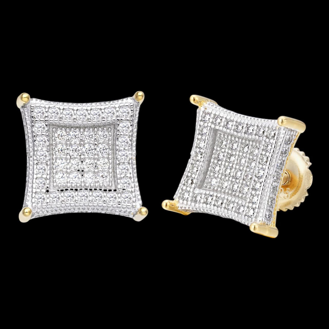 HarlemBling 1.17ct Real DIAMOND 3D Kite Classic Iced Out Earrings - 14k Yellow Gold - 11mm
