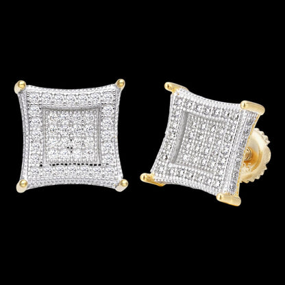 HarlemBling 1.17ct Real DIAMOND 3D Kite Classic Iced Out Earrings - 14k Yellow Gold - 11mm