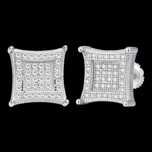 HarlemBling 1.17ct Real DIAMOND 3D Kite Classic Iced Out Earrings - 925 Silver - 11mm