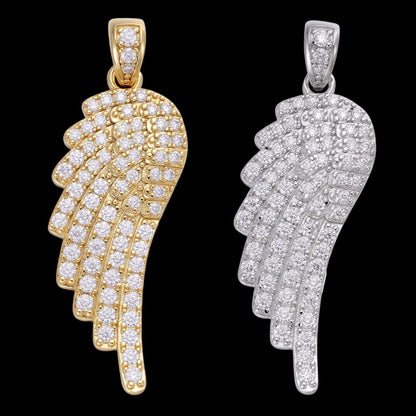 HarlemBling 1.24ct Real DIAMOND Angel Wing Iced Out Pendant - 14k Yellow Or White Gold - Small 1.5"