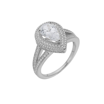 HarlemBling 1.6-3ct Real Moissanite Halo Pear Tear Drop Engagement Promise Ring 925 Silver