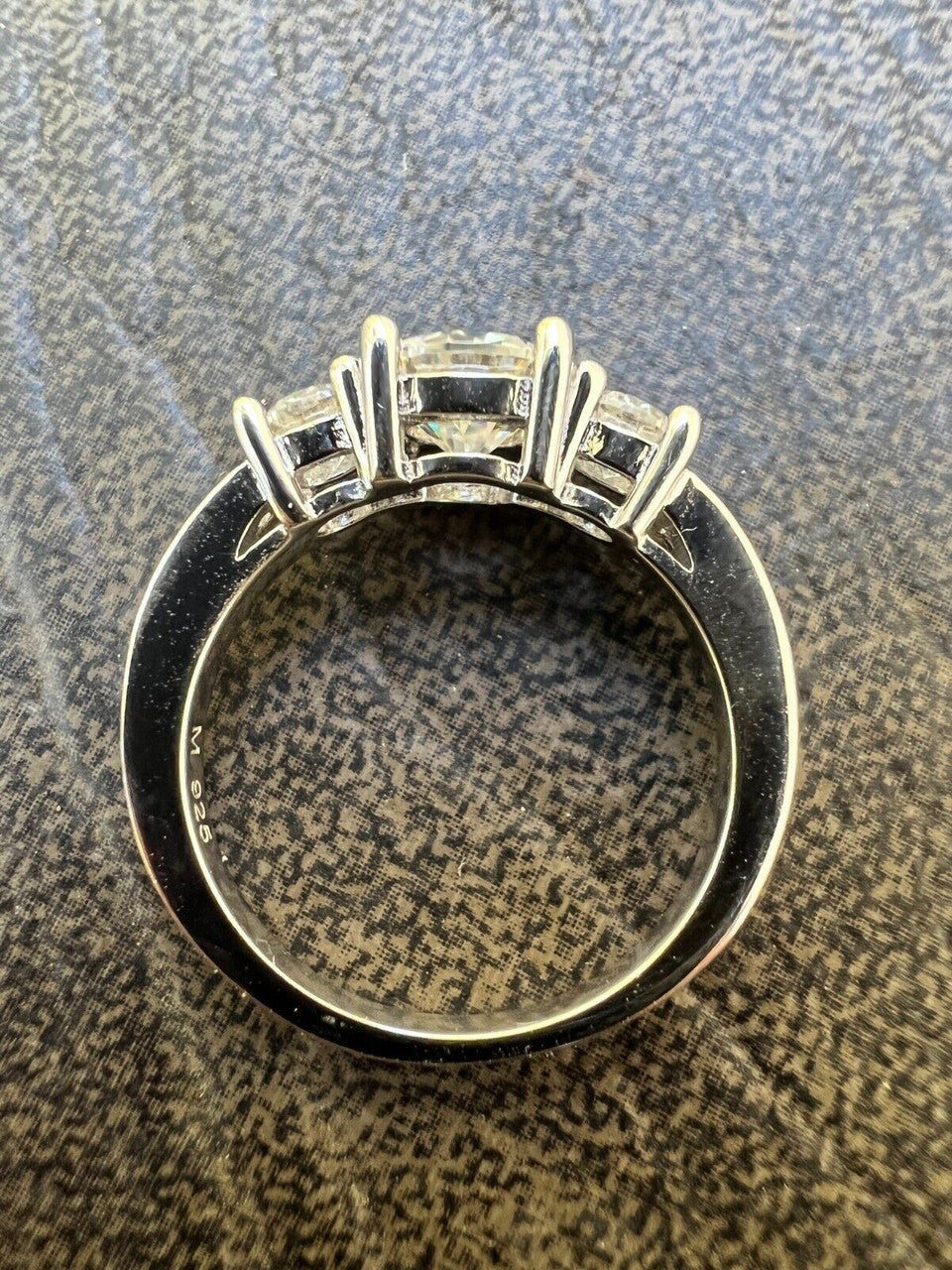 HarlemBling 1.7ct Real Moissanite Promise Engagement Ring 925 Silver Three Stone VVS D Color