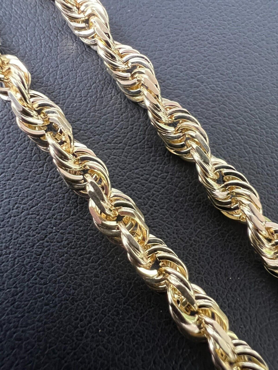 HarlemBling 10k Mens Womens Real Yellow Gold Solid Rope Chain Necklace 1.5mm-6mm dollar35-40/Gram