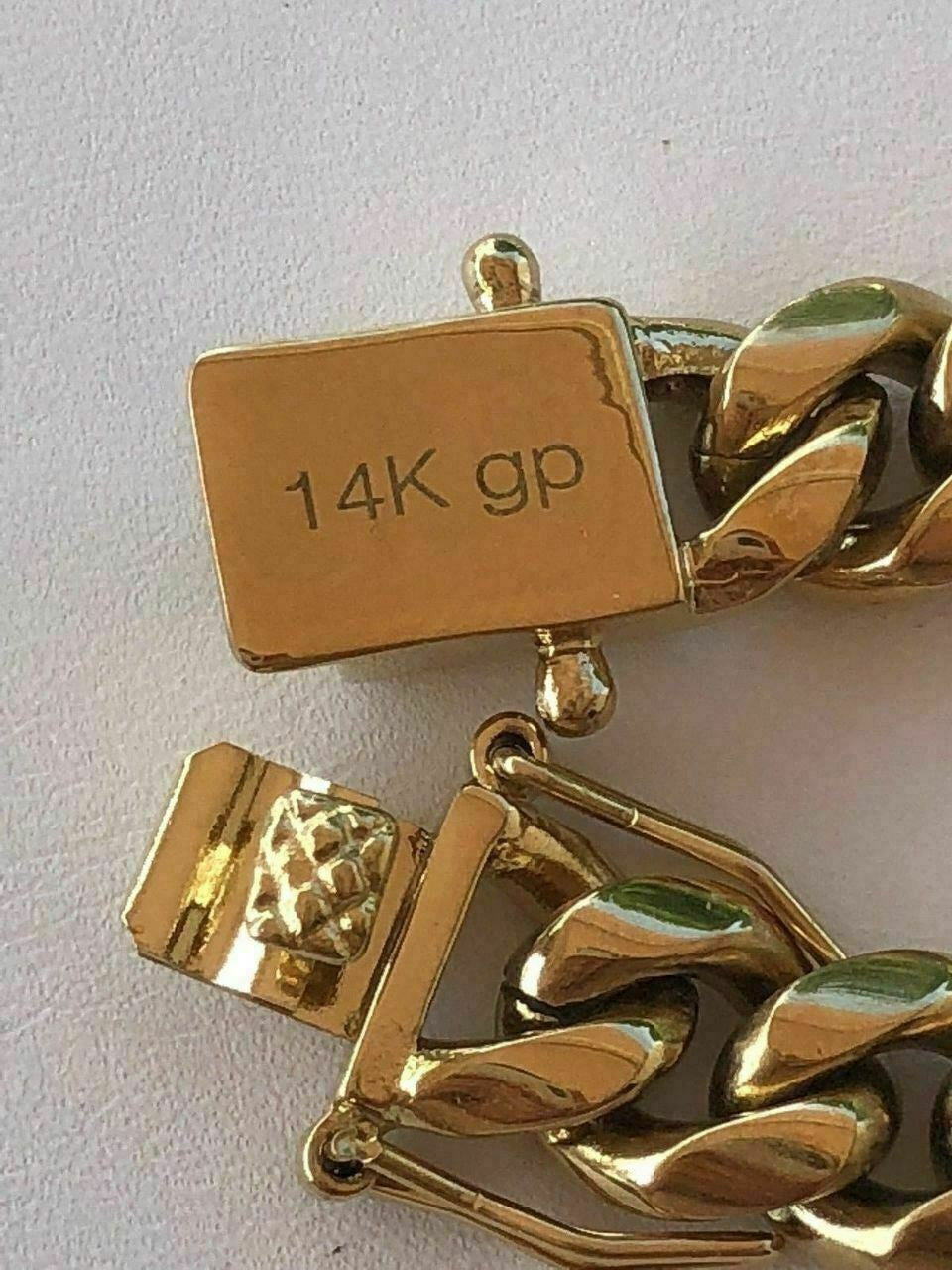 HarlemBling 10mm Mens Miami Cuban Link Bracelet and Chain Set 14k Gold Plated Stainless Steel