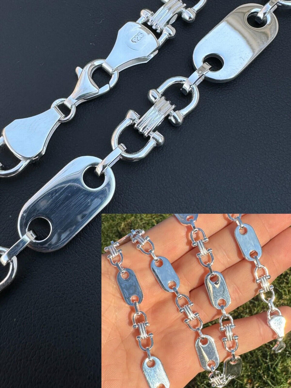 10mm Real 925 Sterling Silver Custom Mariner Ferragamo Link Chain