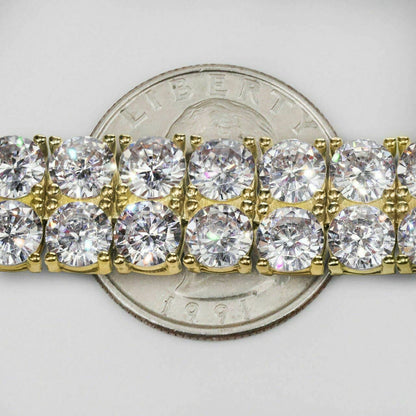 HarlemBling 10mm Thick Two Row Tennis Bracelet Gold Over Solid 925 Silver 6-9 5mm Diamonds