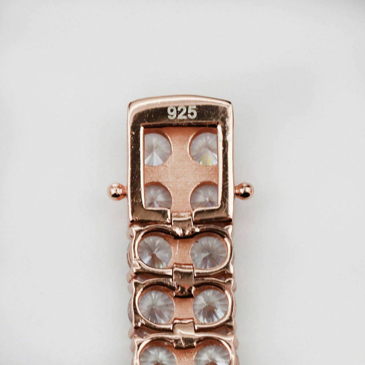 HarlemBling 10mm Thick Two Row Tennis Bracelet Rose Gold Solid 925 Silver 6-9 5mm Diamonds