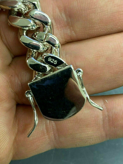 HarlemBling 12mm Real Miami Cuban Link Solid 925 Silver Iced Moissanite Passes Diamond Test