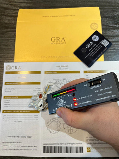 HarlemBling 13.5ct MOISSANITE 925 Silver / Gold Plated Iced Large Sonic The Hedgehog Necklace Pendant