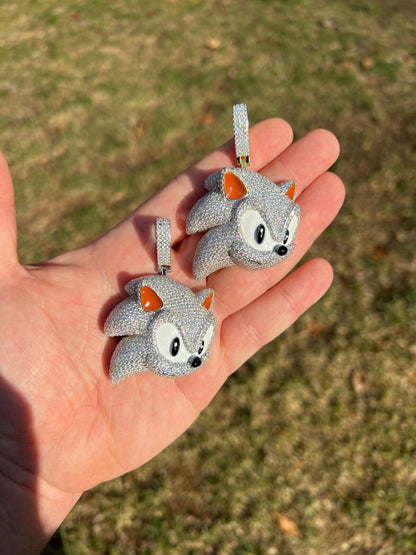 HarlemBling 13.5ct MOISSANITE 925 Silver / Gold Plated Iced Large Sonic The Hedgehog Necklace Pendant