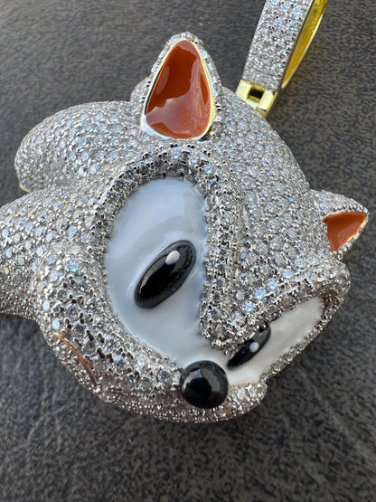 HarlemBling 13.5ct MOISSANITE 925 Silver / Gold Plated Iced Large Sonic The Hedgehog Necklace Pendant