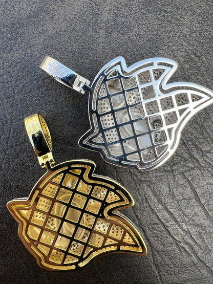 HarlemBling 13.5ct MOISSANITE 925 Silver / Gold Plated Iced Large Sonic The Hedgehog Necklace Pendant