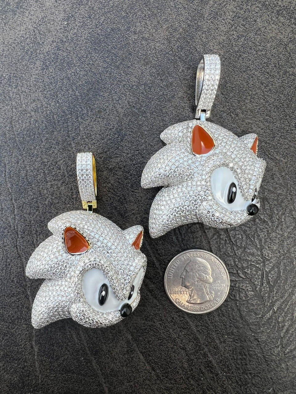 HarlemBling 13.5ct MOISSANITE 925 Silver / Gold Plated Iced Large Sonic The Hedgehog Necklace Pendant
