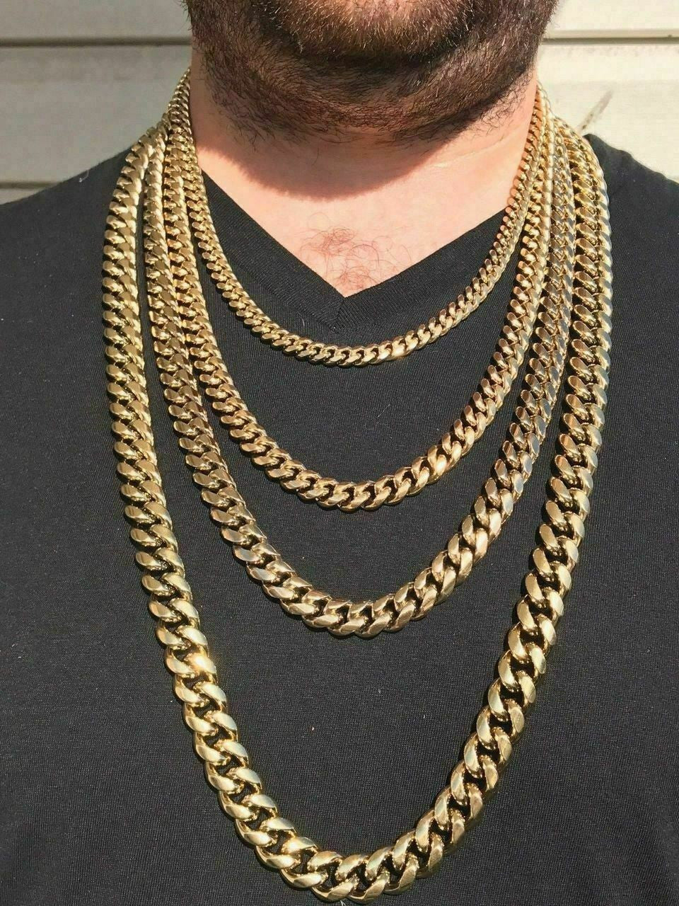 HarlemBling 14K-18K Gold Plated Stainless Steel Cuban Link Chain W 1ct Diamond Clasp