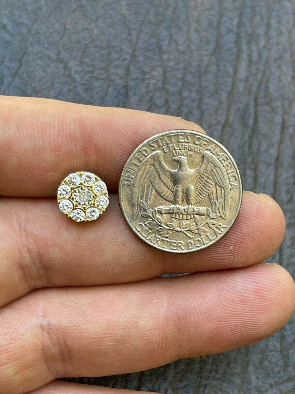 HarlemBling 14k Gold and 925 Silver Iced CZ Out Hip Hop Mens Earrings 1/3 Cluster Round Studs