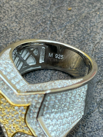 HarlemBling 14k Gold and 925 Silver Iced Hip Hop STAR Pinky RING MOISSANITE Pass Diamond Test