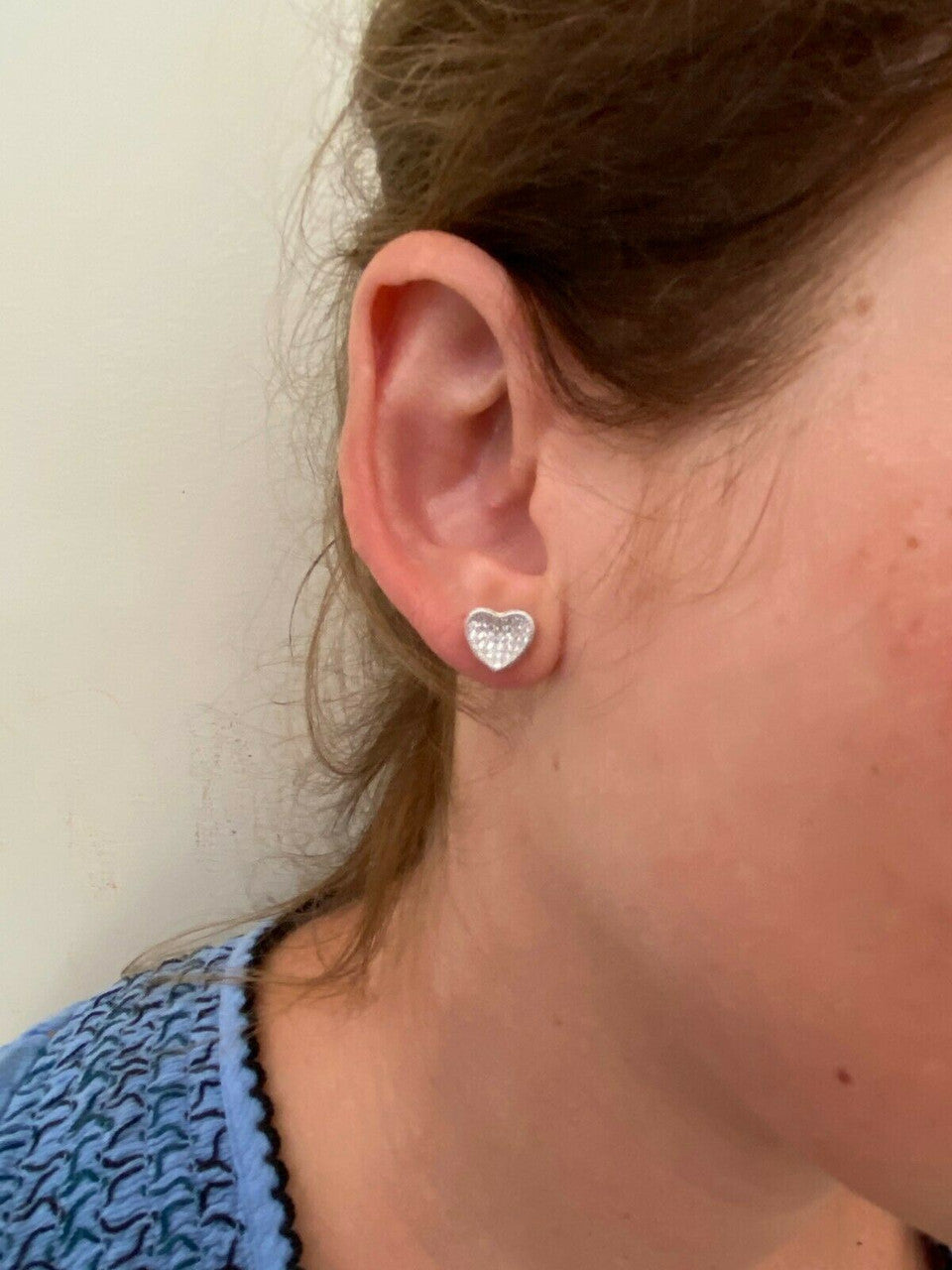 HarlemBling 14k Gold and Real 925 Silver Heart Shaped Earrings Studs Iced Ladies Girls Aretes