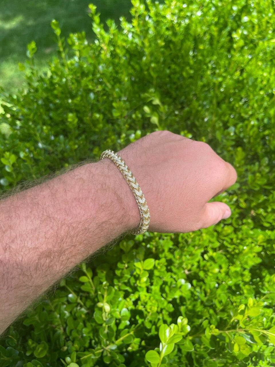 HarlemBling 14k Gold and Real Solid 925 Sterling Silver Mens Franco Bracelet 6mm ICED Diamond