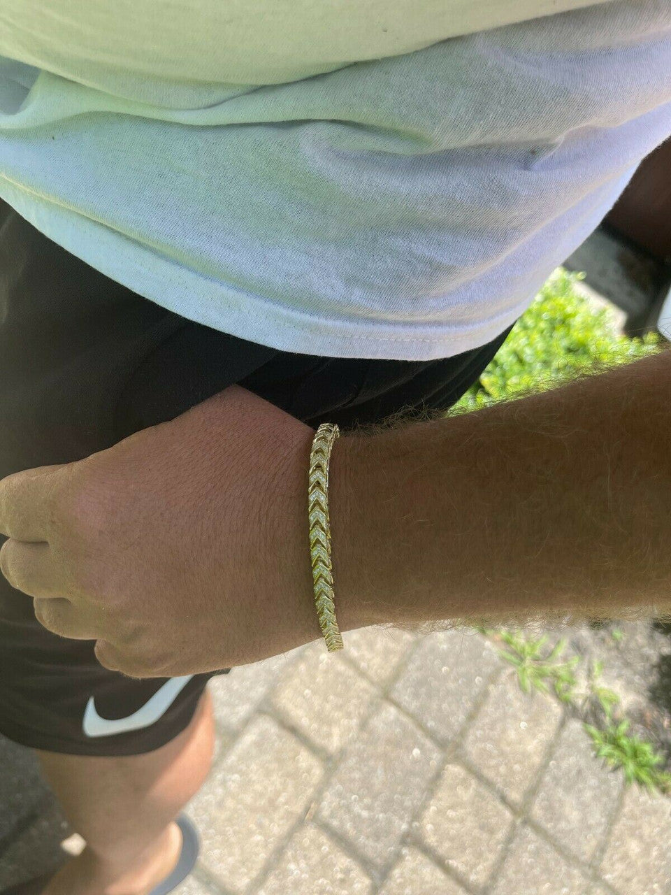 HarlemBling 14k Gold and Real Solid 925 Sterling Silver Mens Franco Bracelet 6mm ICED Diamond