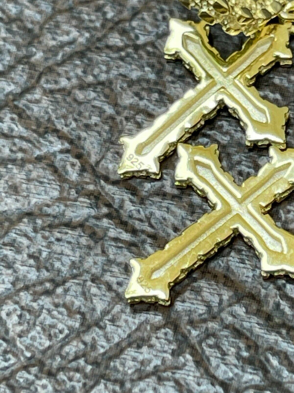 HarlemBling 14K Gold Over Real 925 Sterling Silver Mens Ladies Nugget Cross Hoop Earrings