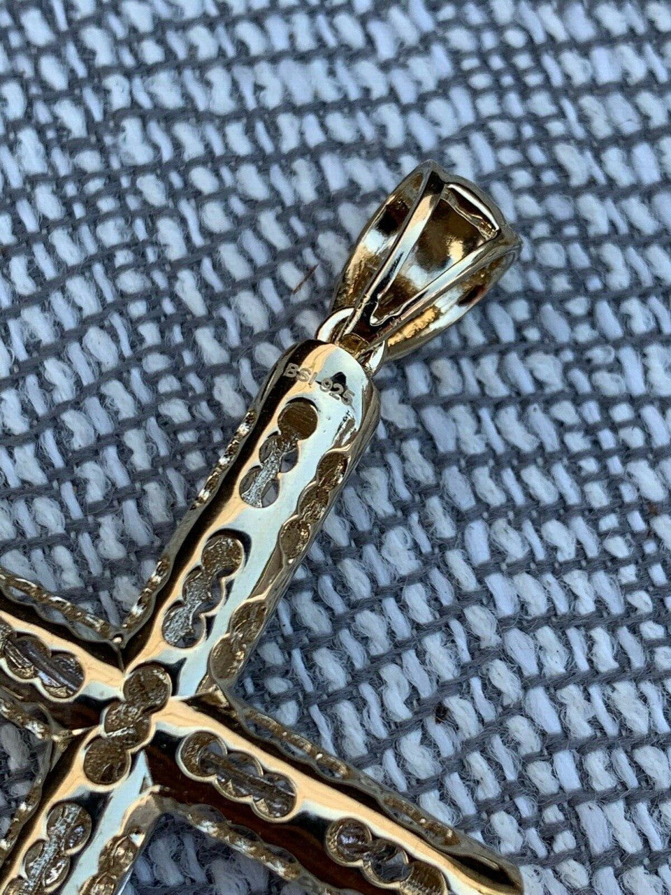 HarlemBling 14k Gold Over Real Solid 925 Silver Cross Jesus Piece 4 Sizes Mens Ladies ITALY