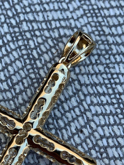 HarlemBling 14k Gold Over Real Solid 925 Silver Cross Jesus Piece 4 Sizes Mens Ladies ITALY
