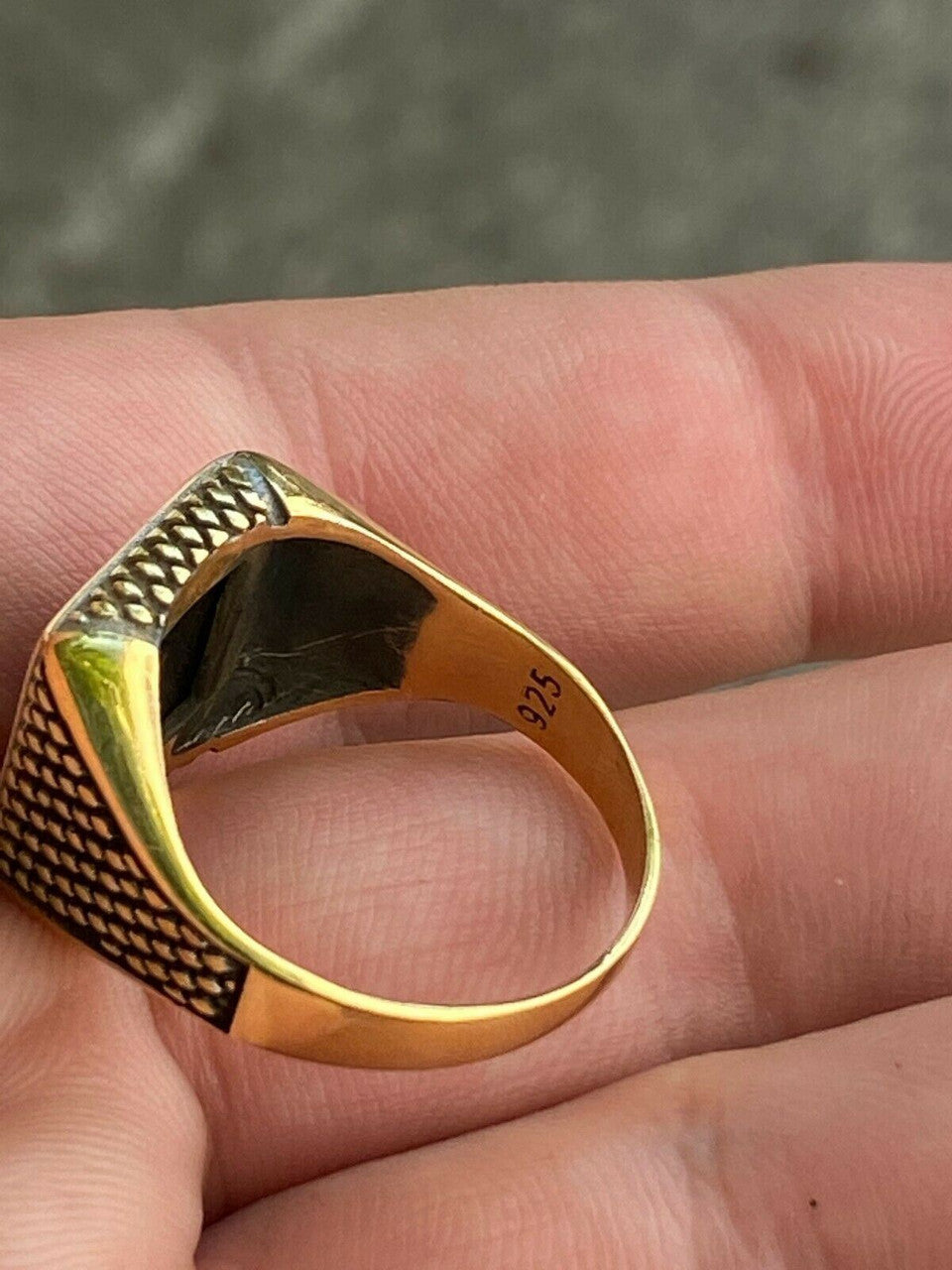 HarlemBling 14k Gold Over Real Solid 925 Sterling Silver Black Onyx Pinky Ring 7-13 Signet