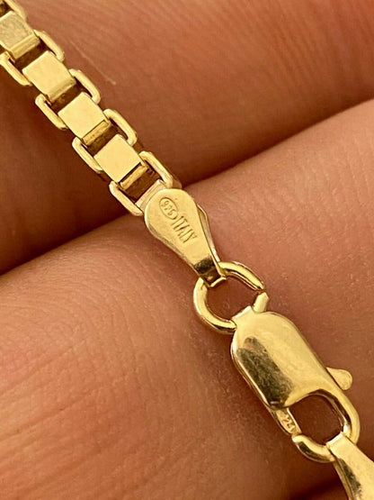 HarlemBling 14k Gold Over Real Solid 925 Sterling Silver Box Chain 1-4mm Necklace Men Ladies