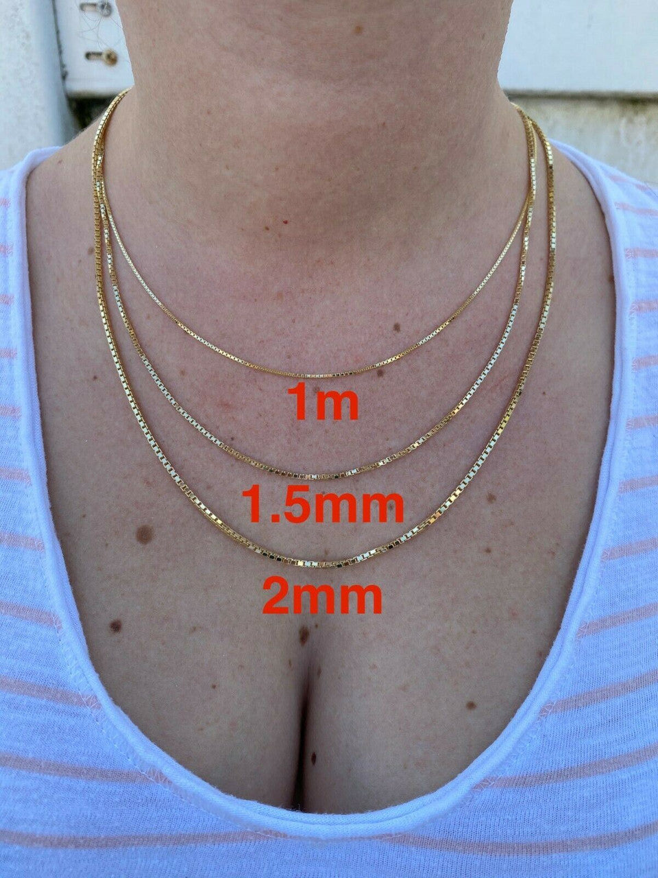 HarlemBling 14k Gold Over Real Solid 925 Sterling Silver Box Chain 1-4mm Necklace Men Ladies