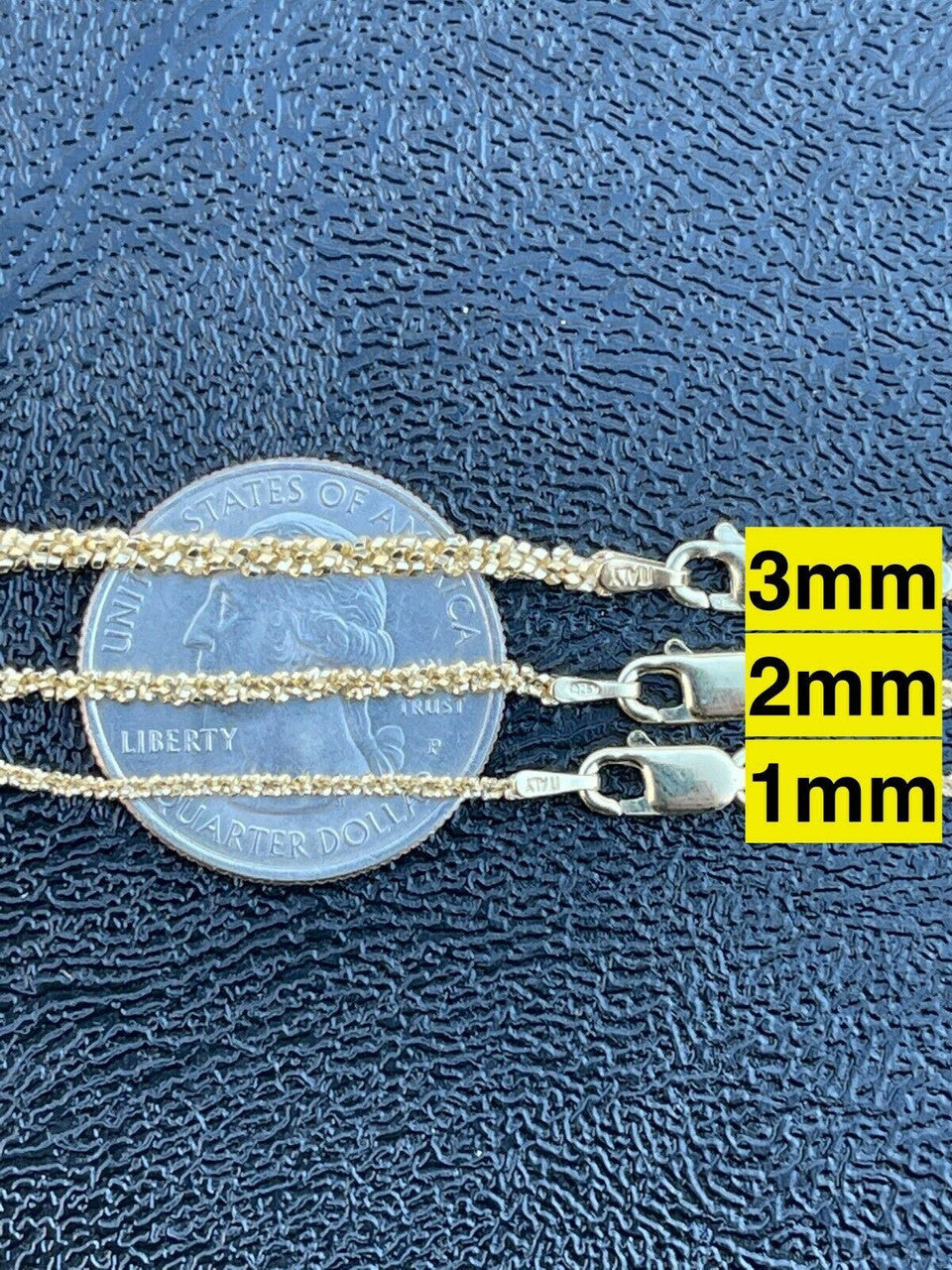 HarlemBling 14k Gold Over Real Solid 925 Sterling Silver Diamond Sparkle Rope Chain Necklace