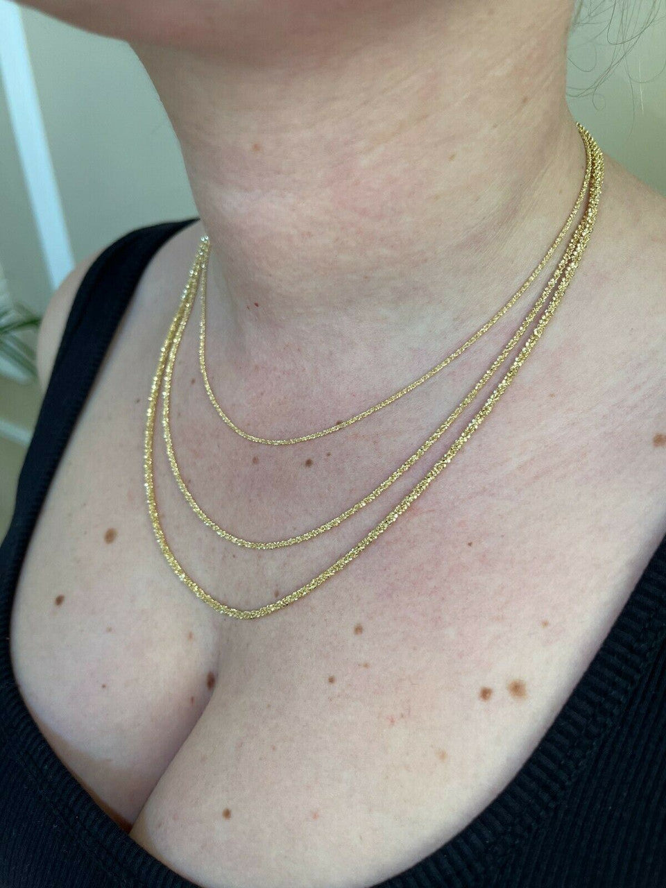 HarlemBling 14k Gold Over Real Solid 925 Sterling Silver Diamond Sparkle Rope Chain Necklace