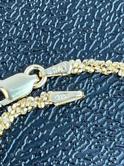 HarlemBling 14k Gold Over Real Solid 925 Sterling Silver Diamond Sparkle Rope Chain Necklace