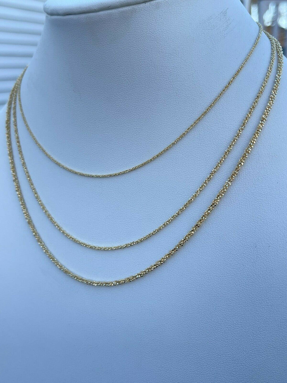 HarlemBling 14k Gold Over Real Solid 925 Sterling Silver Diamond Sparkle Rope Chain Necklace