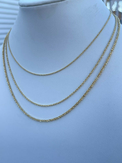 HarlemBling 14k Gold Over Real Solid 925 Sterling Silver Diamond Sparkle Rope Chain Necklace
