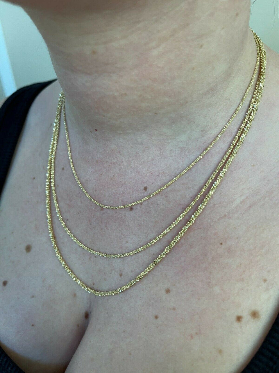 HarlemBling 14k Gold Over Real Solid 925 Sterling Silver Diamond Sparkle Rope Chain Necklace