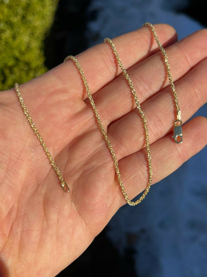 HarlemBling 14k Gold Over Real Solid 925 Sterling Silver Diamond Sparkle Rope Chain Necklace