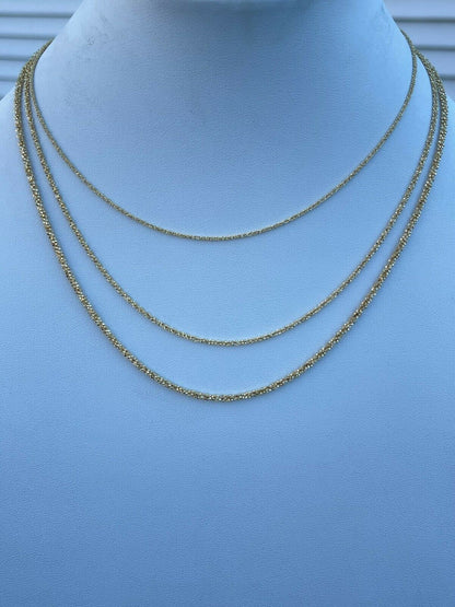 HarlemBling 14k Gold Over Real Solid 925 Sterling Silver Diamond Sparkle Rope Chain Necklace