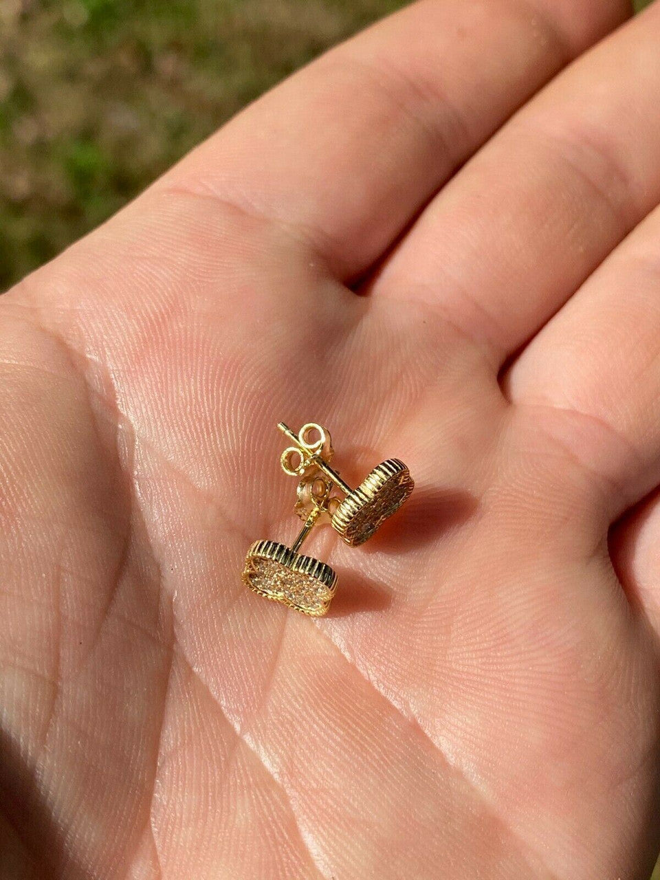 HarlemBling 14k Gold Over Real Solid 925 Sterling Silver Earrings Clover Flower Cross Studs