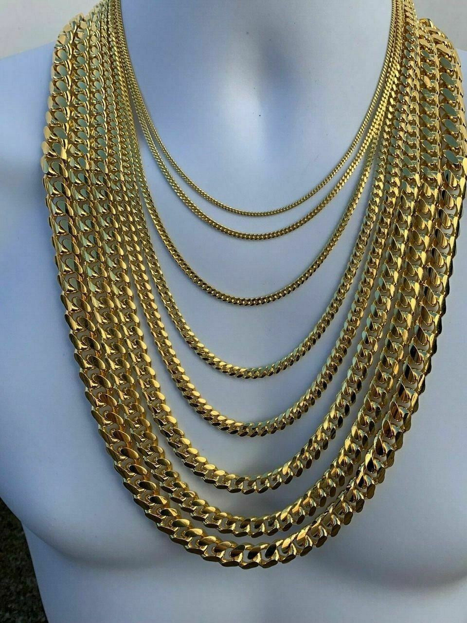 HarlemBling 14k Gold Over Silver Cuban Link Chain 2-12mm Necklace