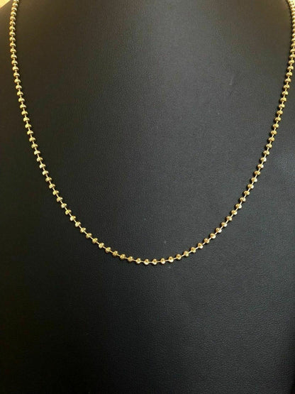 HarlemBling 14K Gold Over Solid 925 Silver Ball Moon Diamond Cut Chain MADE IN ITALY 2.5mm