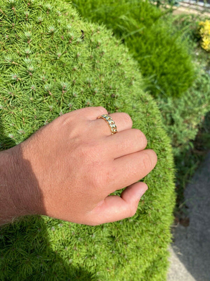 HarlemBling 14k Gold Over Solid 925 Silver Mens Ladies 6mm Wedding Band Cuban Link Ring