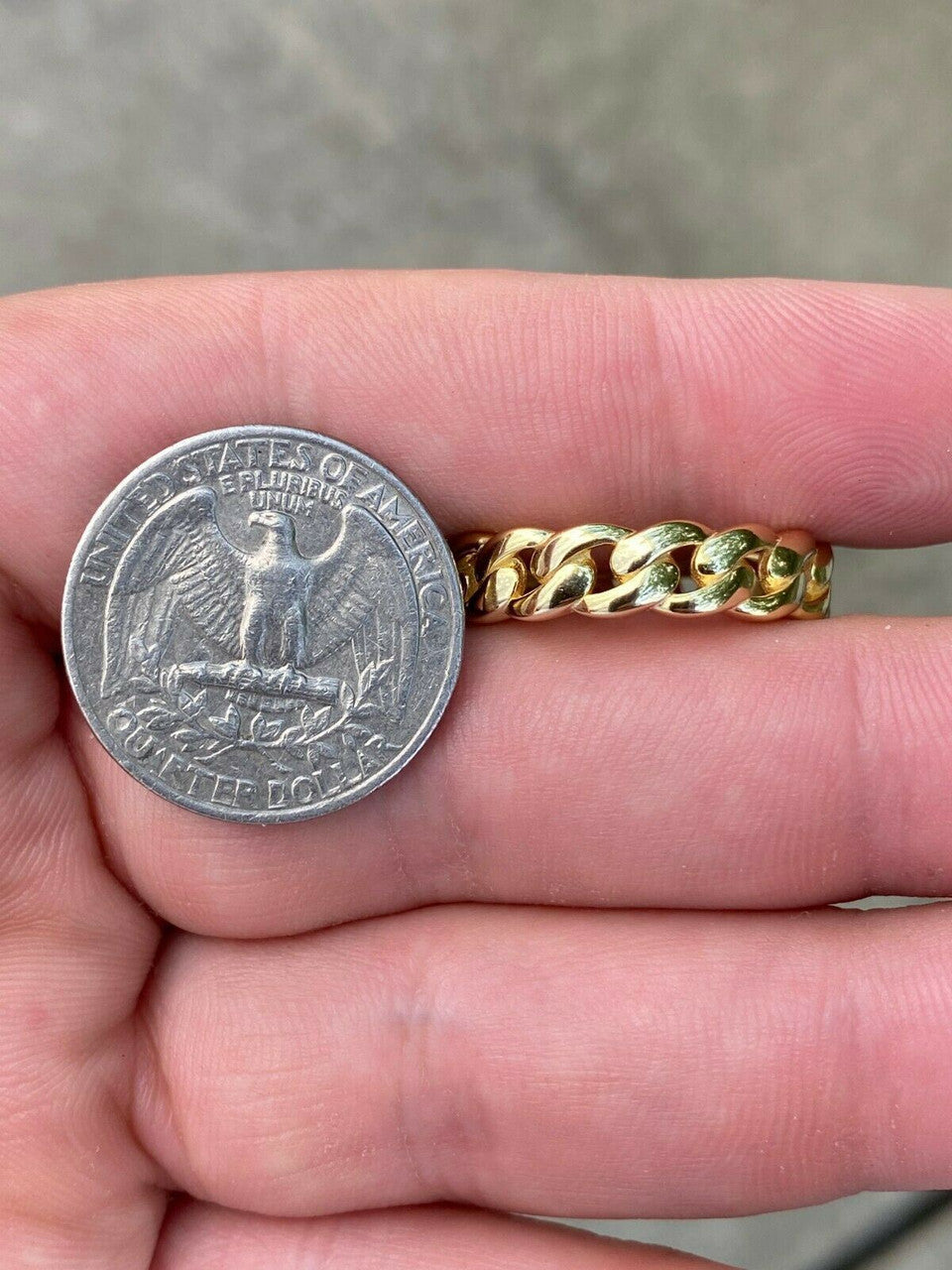 HarlemBling 14k Gold Over Solid 925 Silver Mens Ladies 6mm Wedding Band Cuban Link Ring